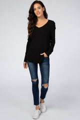 Black Knit Long Sleeve Top