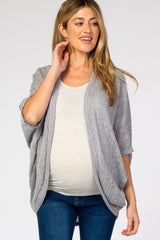 Grey Woven Knit Dolman Maternity Cover Up