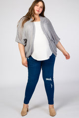 Grey Woven Knit Dolman Maternity Plus Cover Up