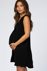 Black Chiffon Sleeveless Maternity Dress