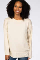 Beige Soft Knit Long Sleeve Top