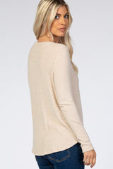 Beige Brushed Knit Ribbed Top