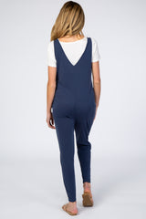 Navy V-Neck Maternity Jumpsuit