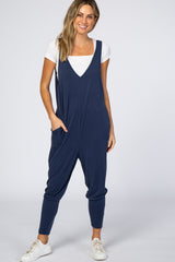 Navy V-Neck Maternity Jumpsuit