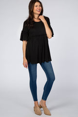 Black Ruffle Babydoll Top