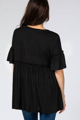 Black Ruffle Babydoll Top