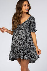 Black Floral Maternity Mini Dress