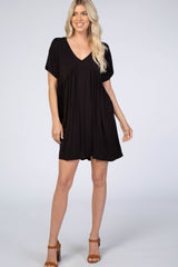 Black V-Neck Dolman Dress