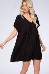 Black V-Neck Dolman Dress