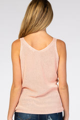 Light Pink V-Neck Maternity Sweater Tank Top