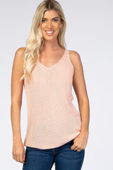 Light Pink V-Neck Maternity Sweater Tank Top