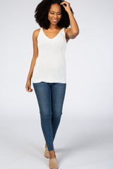 White V-Neck Sweater Tank Top