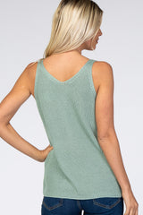 Mint Green V-Neck Sweater Tank Top