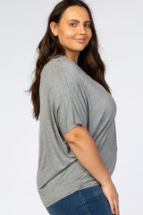 Heather Grey Button Front Plus Tunic