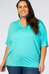 Mint Button Front Plus Tunic