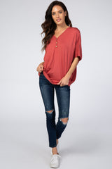 Rust Button Front Tunic