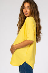 Yellow Knit Reverse Stitch Maternity Top