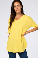 Yellow Knit Reverse Stitch Maternity Top