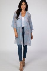 Blue Printed 3/4 Sleeve Maternity Coverup