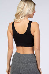 Black Seamless Wrap Front Nursing Bra