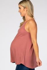 Mauve Ribbed Sleeveless Maternity Top
