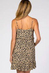 Taupe Leopard Print Sleeveless Maternity Mini Dress