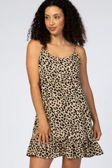 Taupe Leopard Print Sleeveless Mini Dress