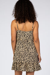 Taupe Leopard Print Sleeveless Mini Dress