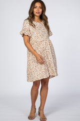 Mocha Leopard Print Babydoll Maternity Dress