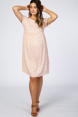 PInk Floral Short Sleeve Maternity Dress