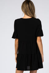 Black Tiered Ruffle Sleeve Dress