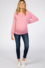 Faded Pink Soft Long Sleeve Maternity Top