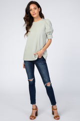 Mint Puff Sleeve Top