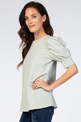 Mint Puff Sleeve Top