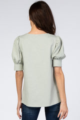 Mint Puff Sleeve Top