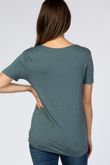 Light Teal Scoop Neck Pocket Maternity Top