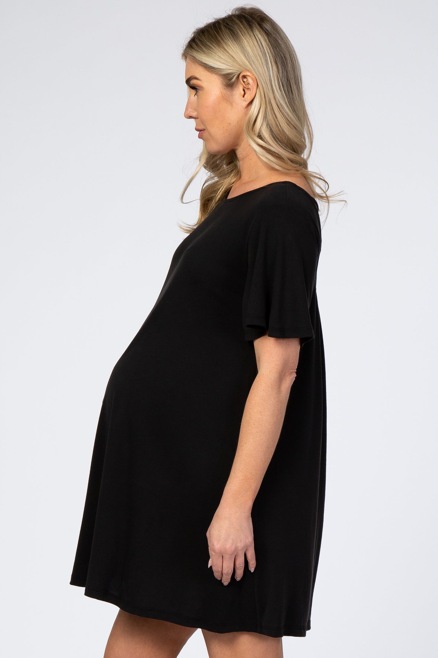 Black Crisscross Back Maternity Dress