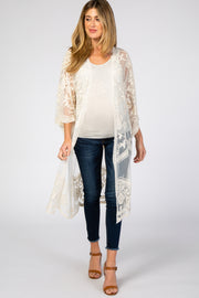 Cream Mesh Lace Maternity Cover Up