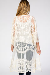 Cream Mesh Lace Maternity Cover Up