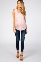 Peach Floral Print Maternity Tank