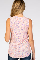 Peach Floral Print Maternity Tank