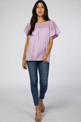 Lavender Eyelet Accent Top
