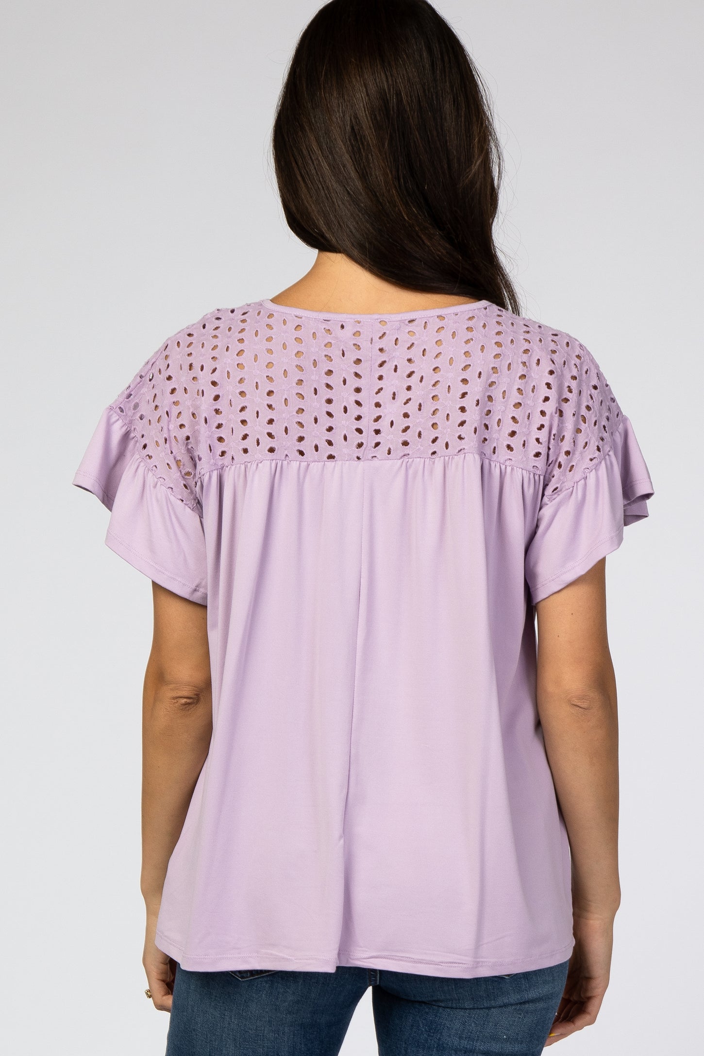 Lavender Eyelet Accent Top
