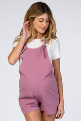 Lavender Tie Knot Maternity Short Overalls