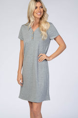 Grey Button Front Dress