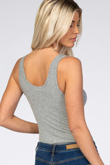 Heather Grey Sleeveless Ribbed Bodysuit