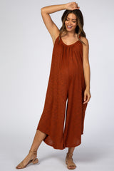 Rust Asymmetrical Hem Maternity Jumpsuit