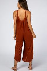 Rust Asymmetrical Hem Maternity Jumpsuit