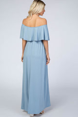 Light Blue Off Shoulder Maxi Dress