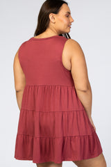 Rust Sleeveless Tiered Plus Dress